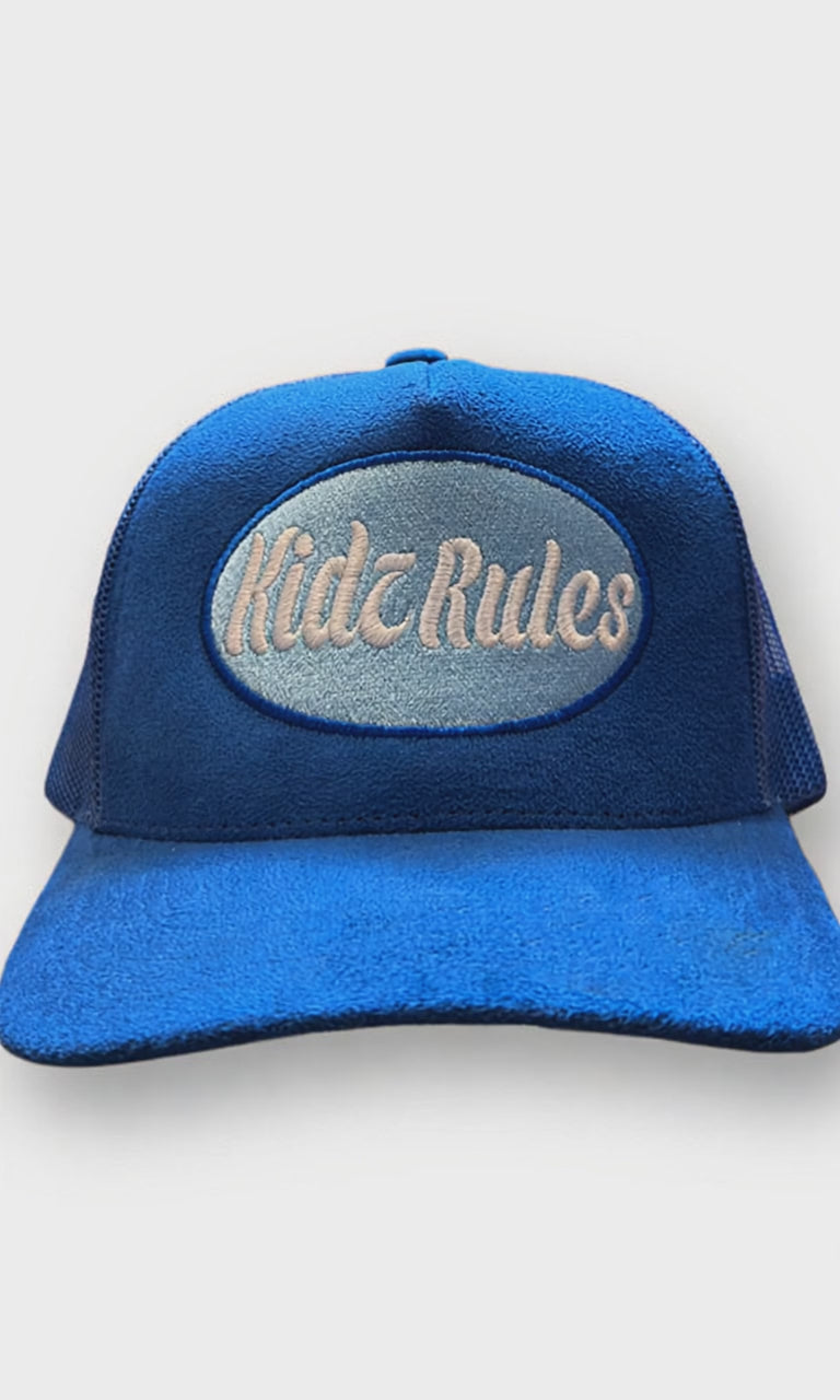 Kidz Rules “Trucker Hat” blue suede